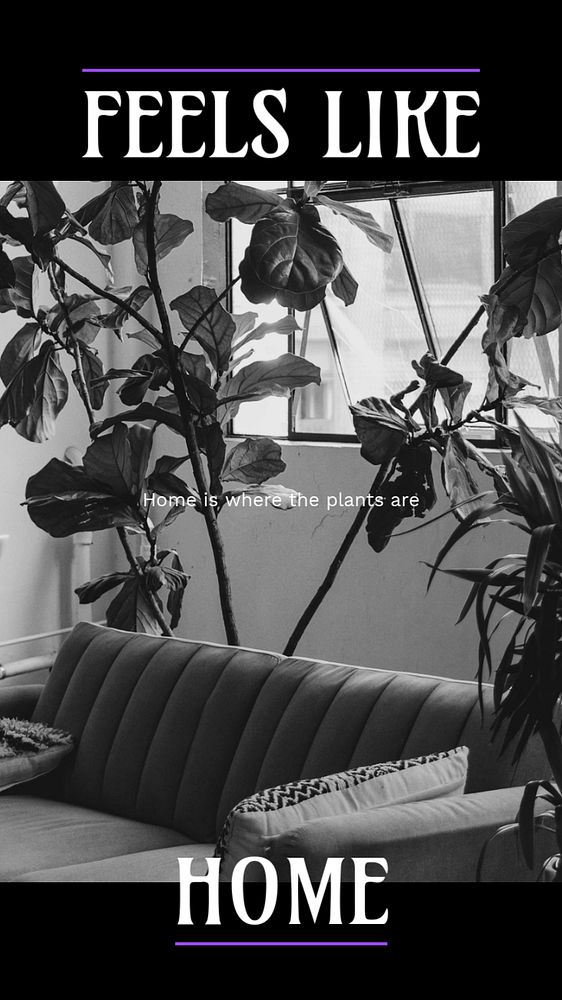 Home decoration Facebook story template, monochrome editable design