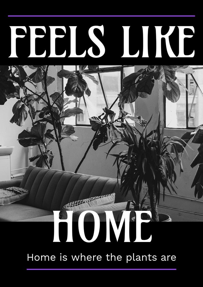 Home decoration poster template, monochrome editable design