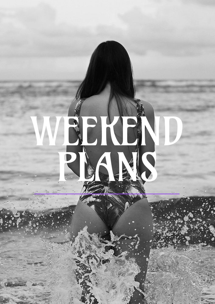 Beach travel poster template, monochrome editable design