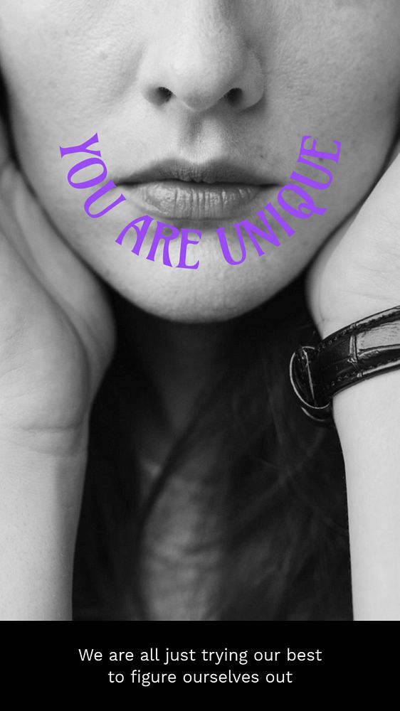 Self love Facebook story template, monochrome editable design