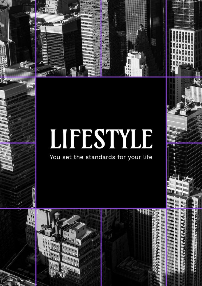 Urban lifestyle poster template, monochrome editable design