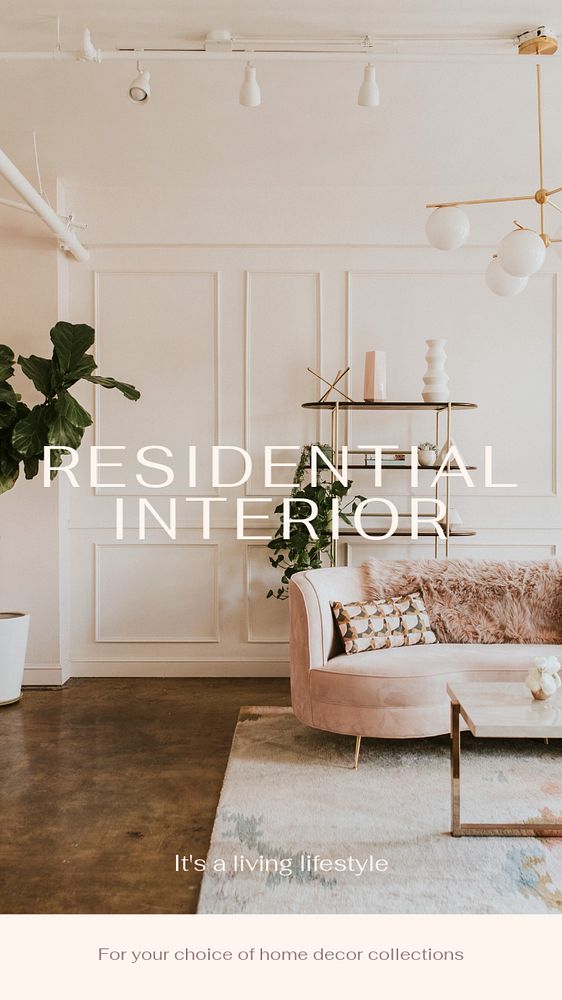 Residential interior Instagram story template, living room photo
