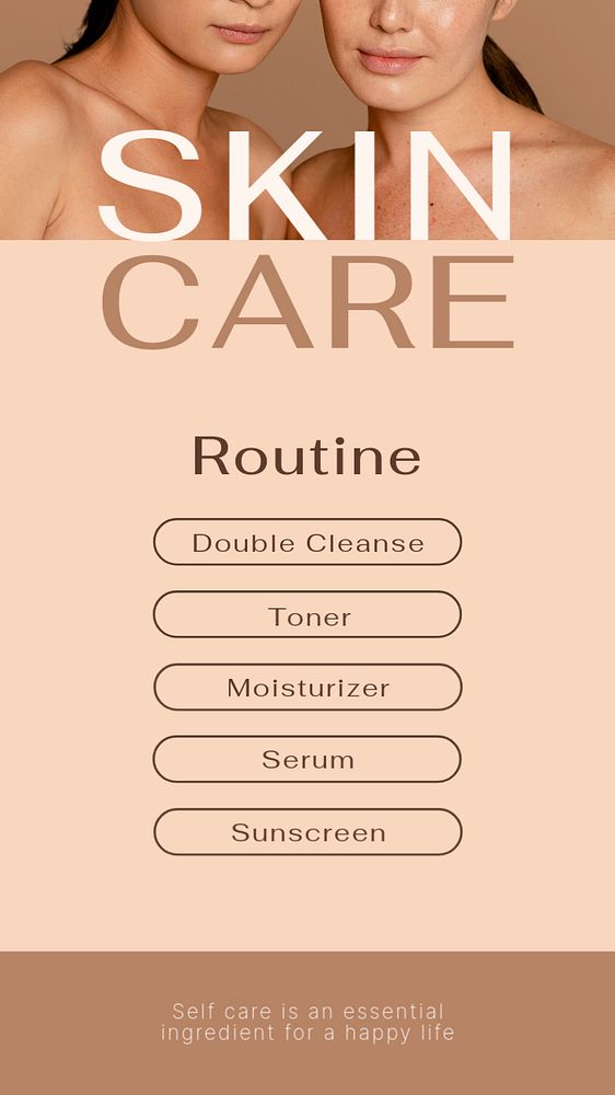 Skincare routine Instagram story template, earth tone design
