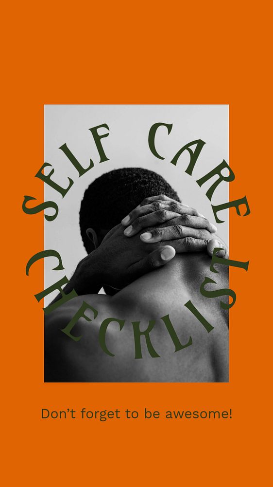 Self care Instagram story template, orange editable design