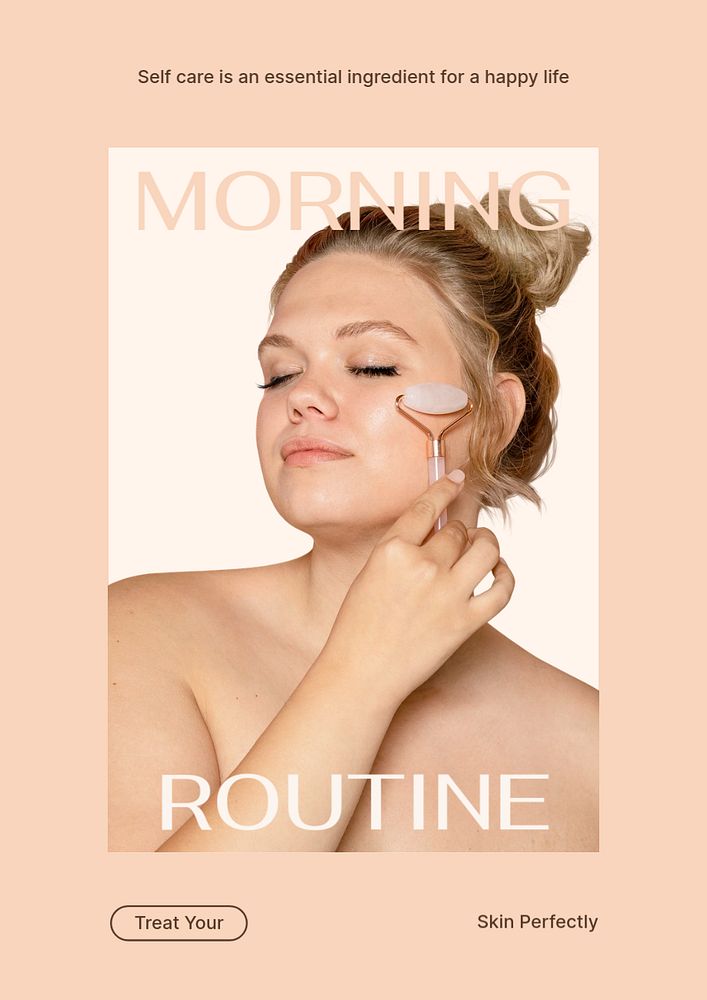 Morning routine poster editable template, beauty care
