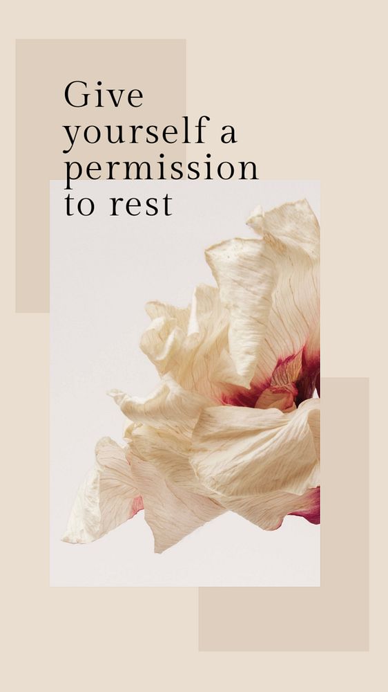 Self love facebook story template, botanical design, editable text