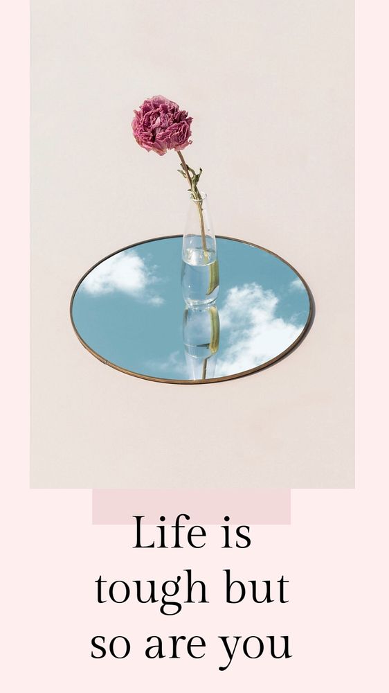 Life quote instagram story template, pink aesthetic, editable text