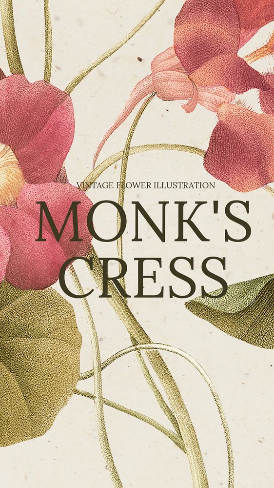Monk's cress Instagram post template, vintage flower design