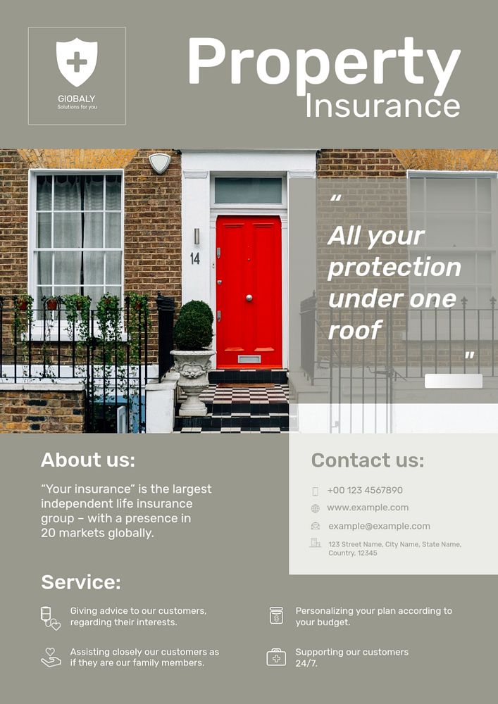 Property insurance poster template, mortgage plan