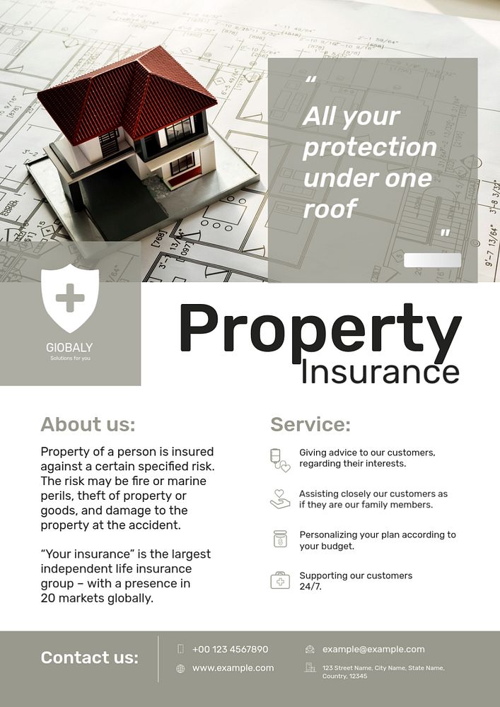 Property insurance poster template, mortgage plan