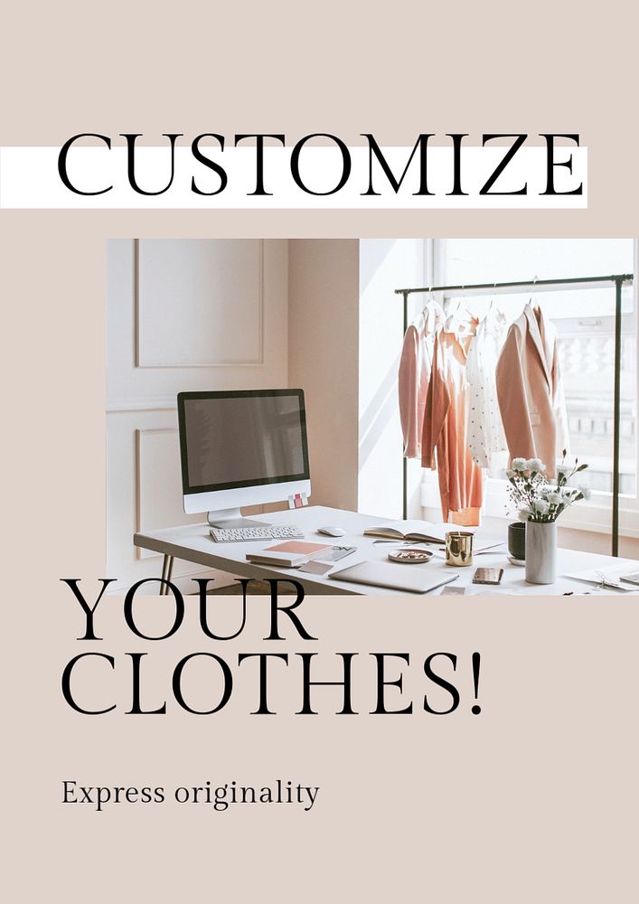 Custom clothing, fashion poster template, fashion branding