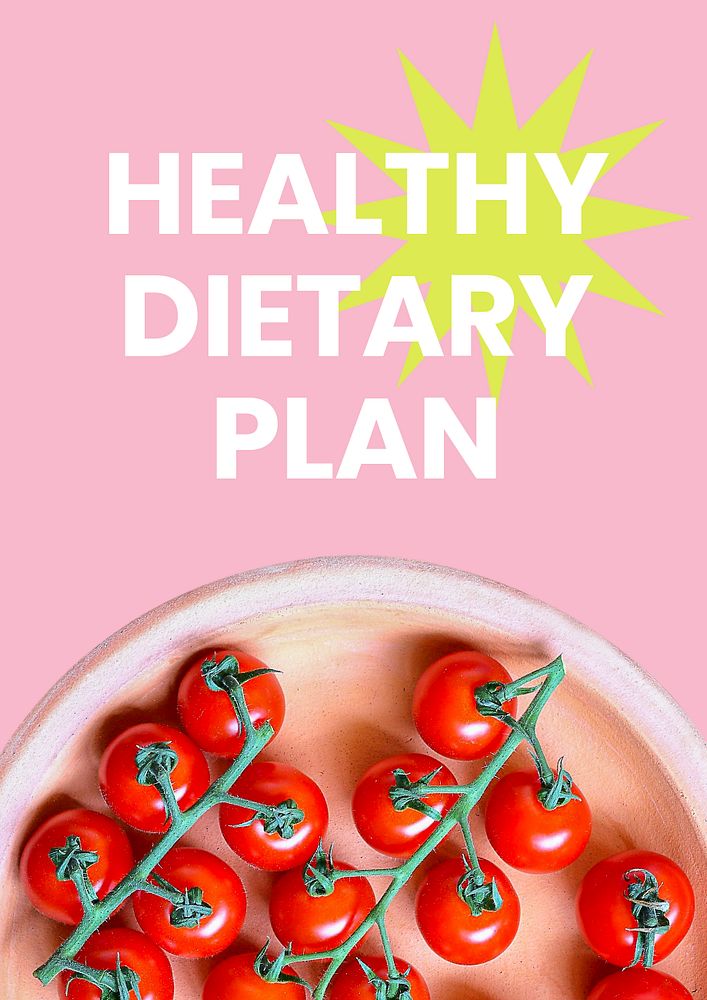 Healthy dietary poster editable template, pink design