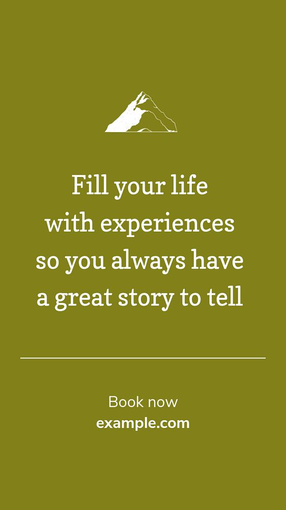 Green aesthetic Instagram story template, mountain illustration