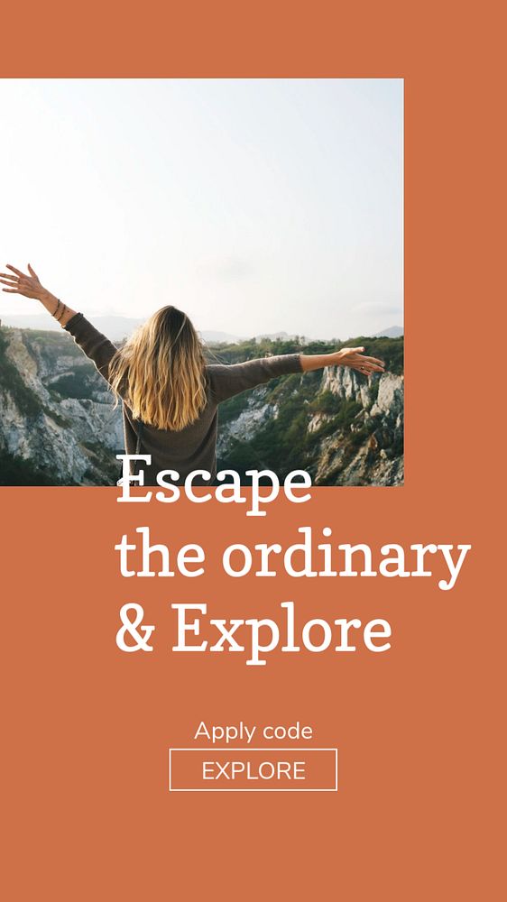 Escape ordinary Instagram story template, travel ad