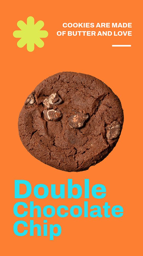 Chocolate cookie Instagram story template, dessert quote