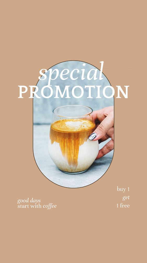 Coffee shop Instagram story template, customizable brown design