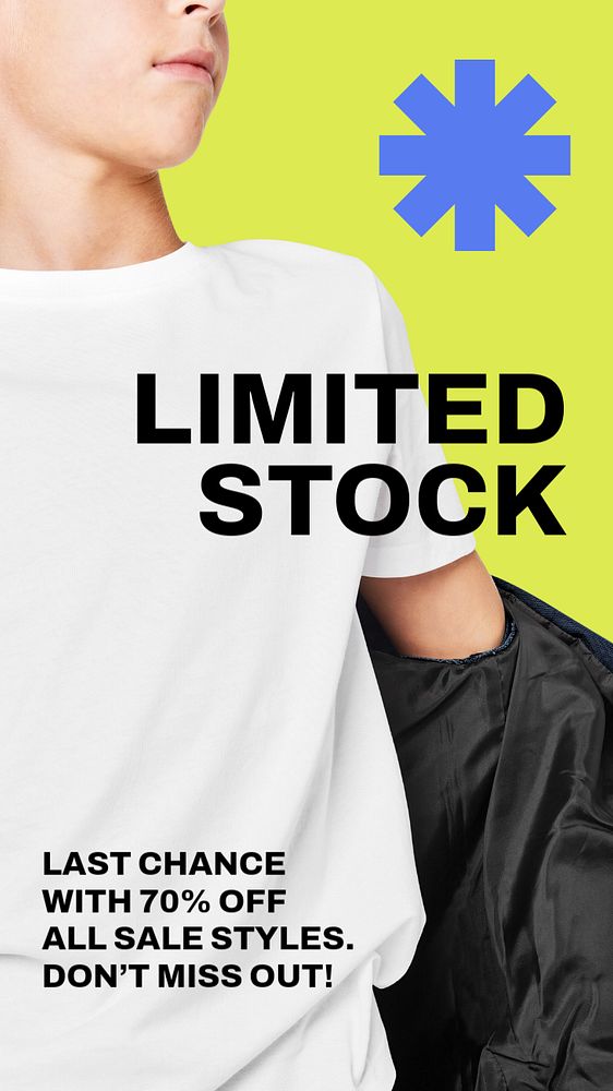 Kids' apparel Instagram story template, limited stock