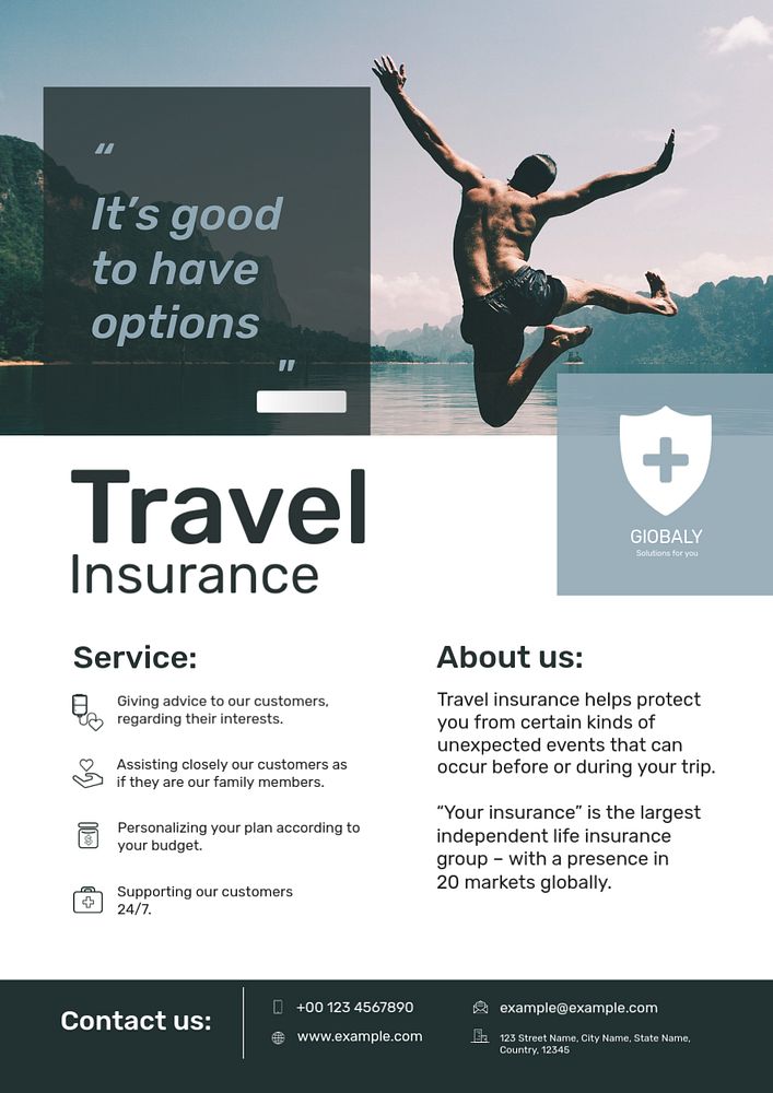 Travel insurance poster template, vacation safety