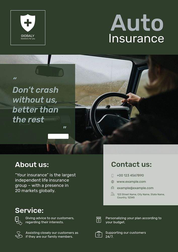 Auto insurance poster template, safety plan