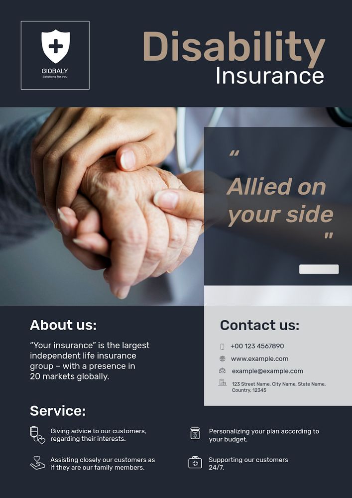 Disability insurance poster template, protection plan