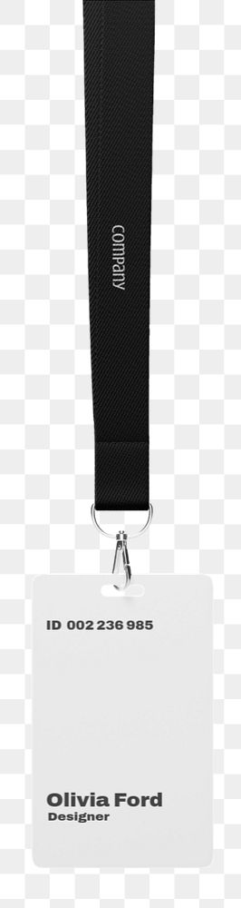 Lanyard card mockup, black & white 3D design 