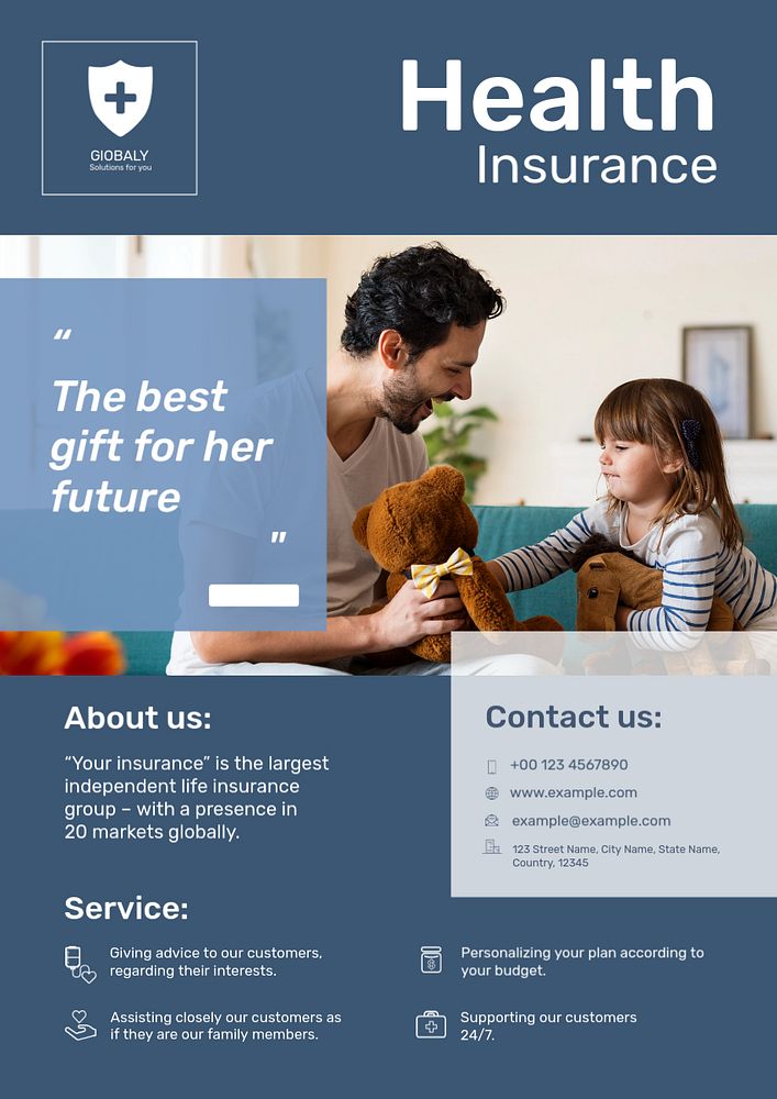 Health insurance poster template, family design