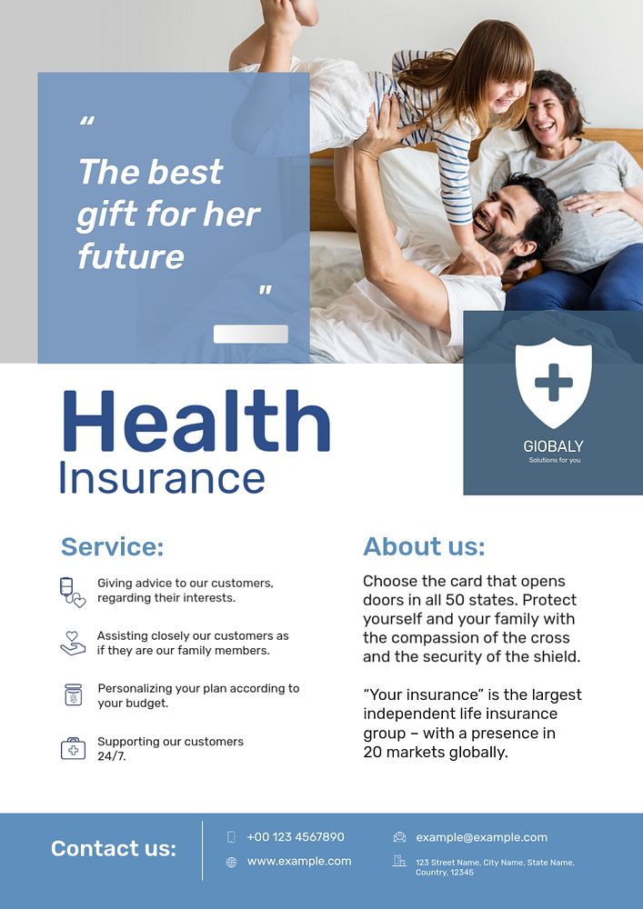 Health insurance poster template, family design