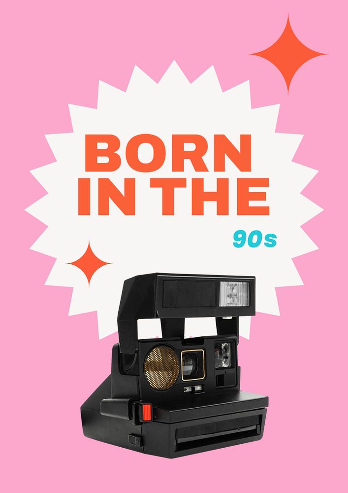 Retro aesthetic poster editable template, pink funky design