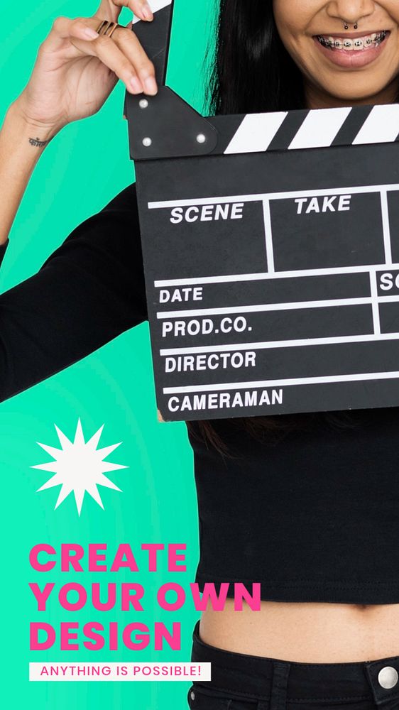 Green Memphis Instagram story template, create your own design