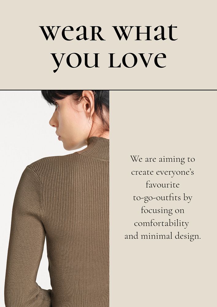 Women's fashion poster template, editable brown design