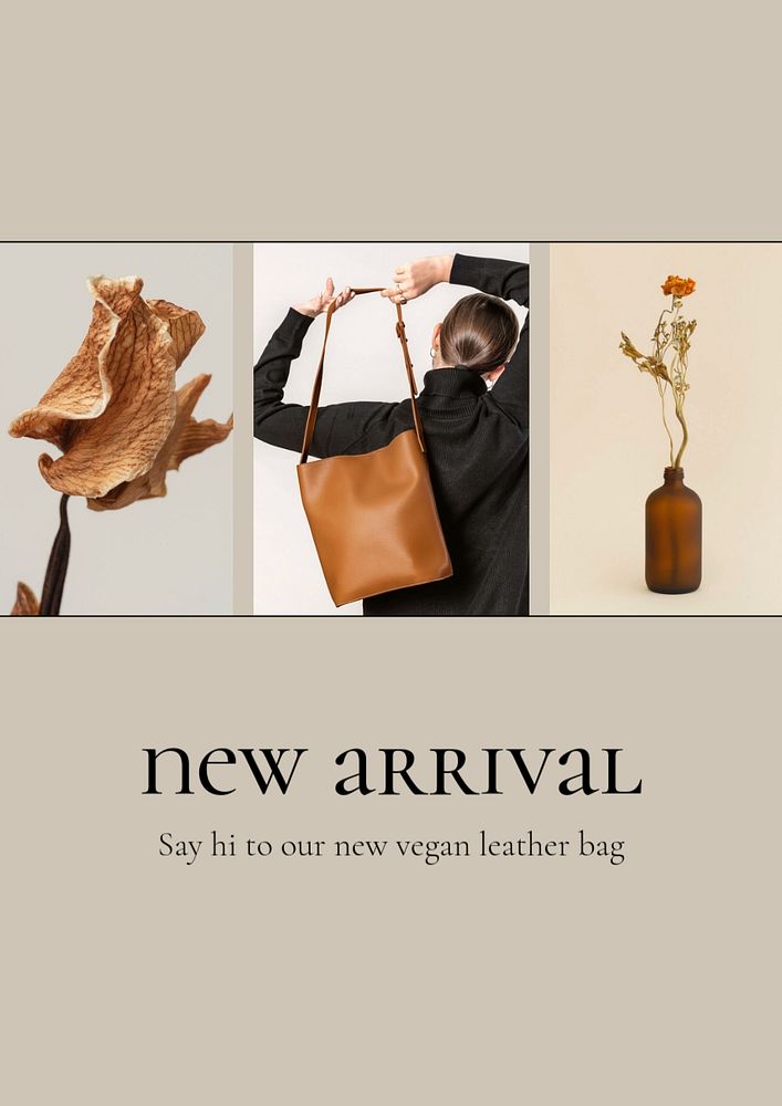 Vegan fashion poster template, editable brown design