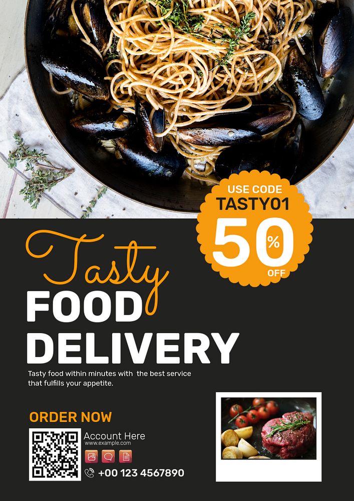 Food delivery poster template, editable design