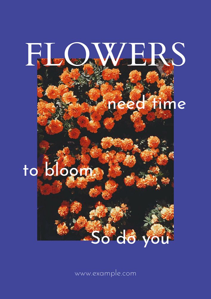 Flowers quote poster template, editable text