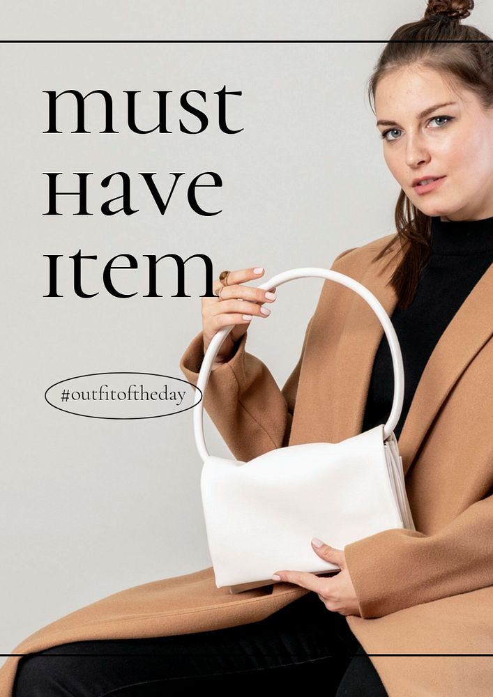 Women's fashion poster template, editable brown design
