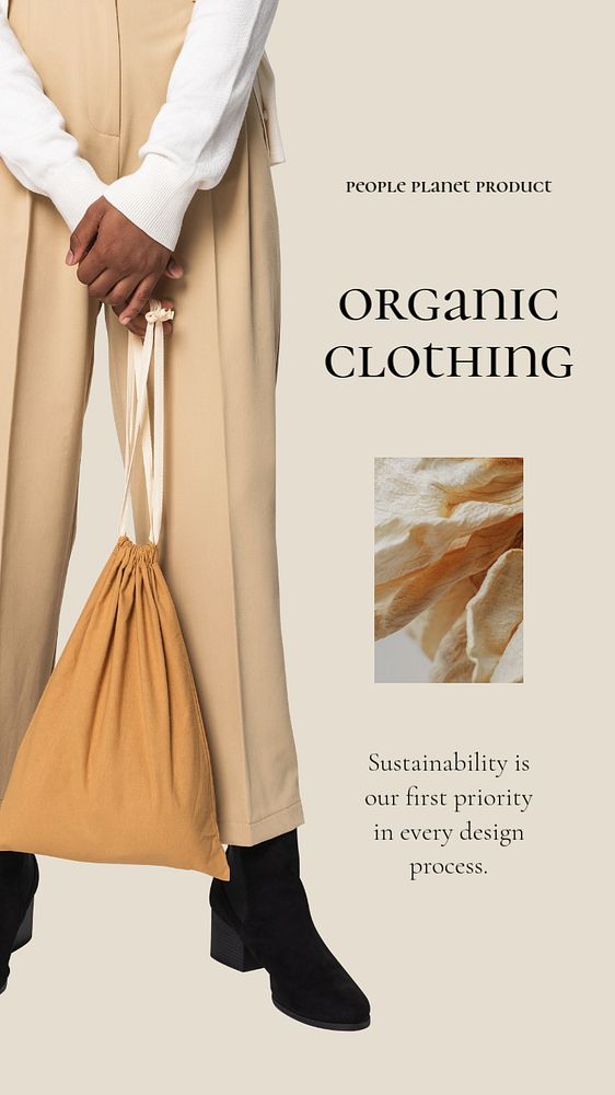 Organic clothing Instagram story template, editable brown design