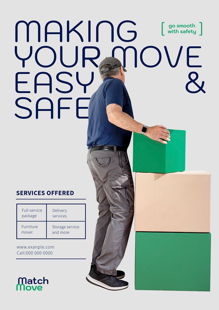 Moving service poster template, editable design