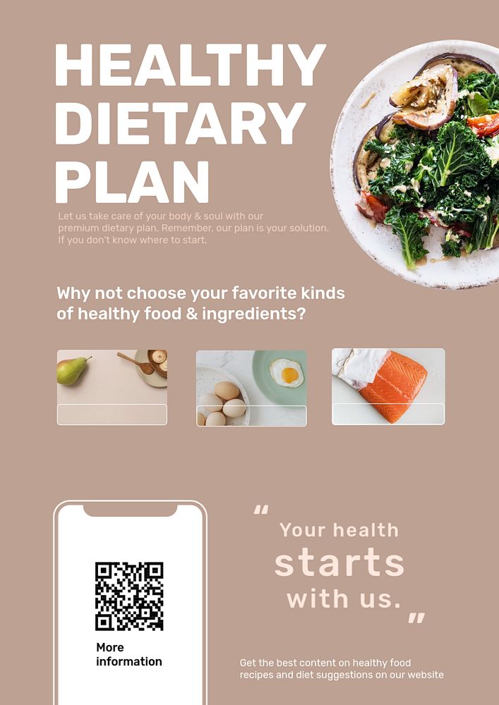 Diet plan poster template, editable design