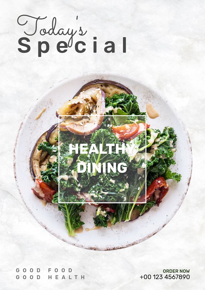 Healthy dining poster template, editable design