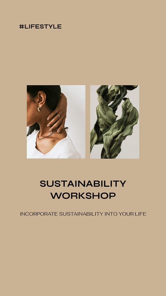 Sustainability lifestyle Facebook story template, editable brown design