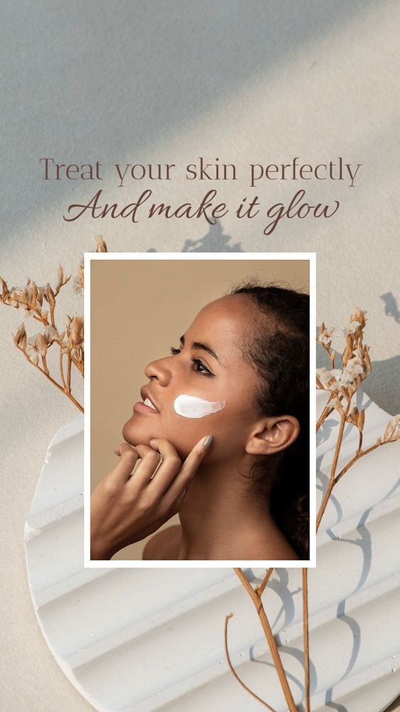 Skincare minimal instagram story template, organic product, editable text