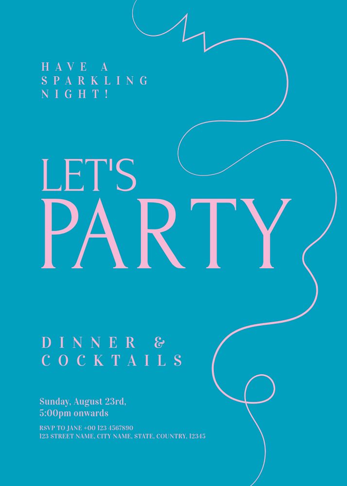 Dinner party invitation card template, editable text