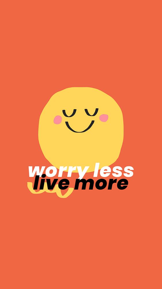 Happiness quote instagram story template, cute emoji doodle, editable text