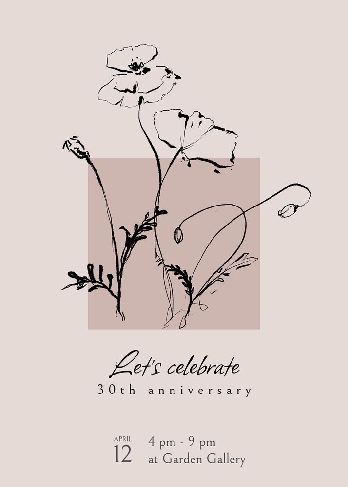 30th anniversary invitation card template, editable text