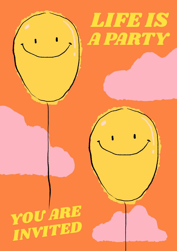 Colorful party invitation poster template, editable design