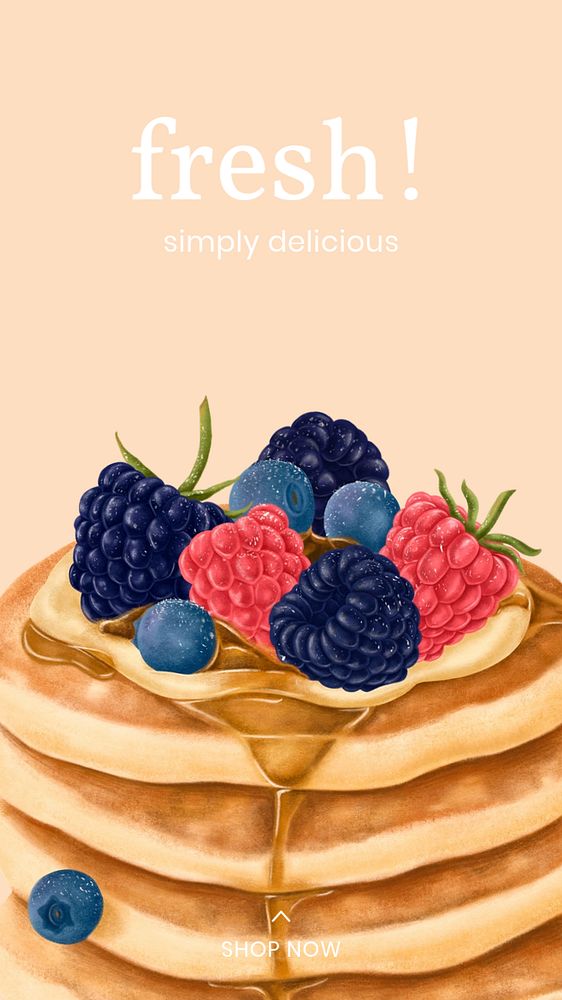 Bakery shop instagram story template, desserts illustration, editable text