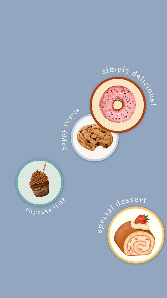 Bakery shop instagram story template, desserts illustration, editable text