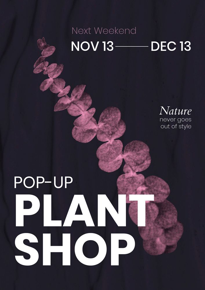 Plant shop poster template, halftone aesthetic, editable text