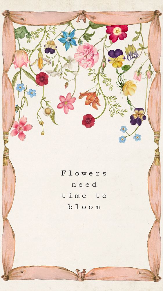 Short quote instagram story template, vintage flower illustration, editable text