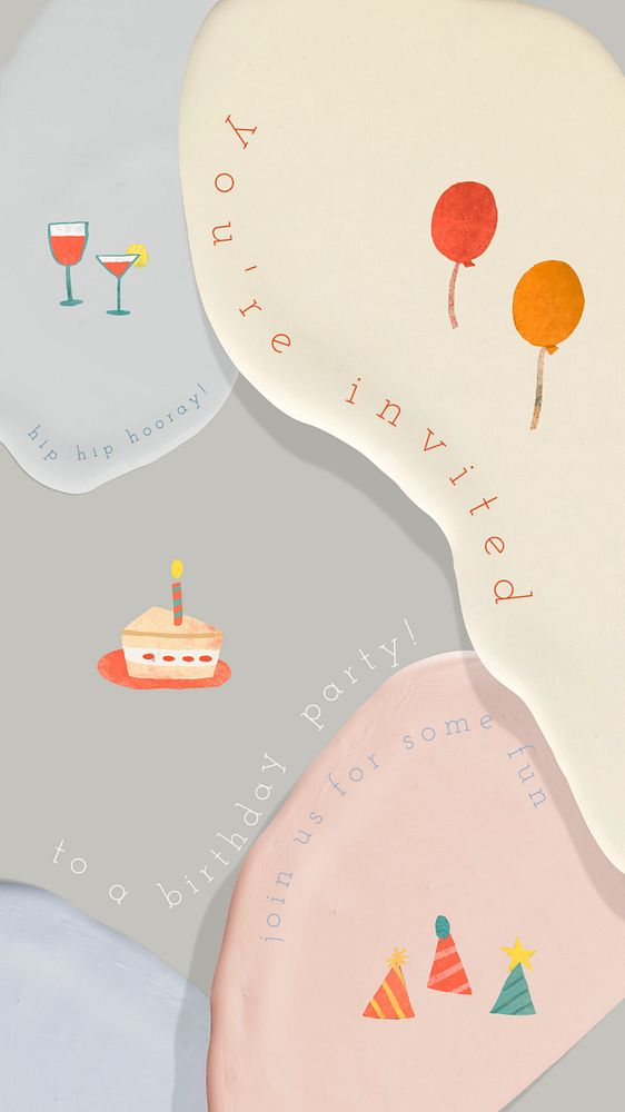 Birthday invitation Facebook story template, cute editable design
