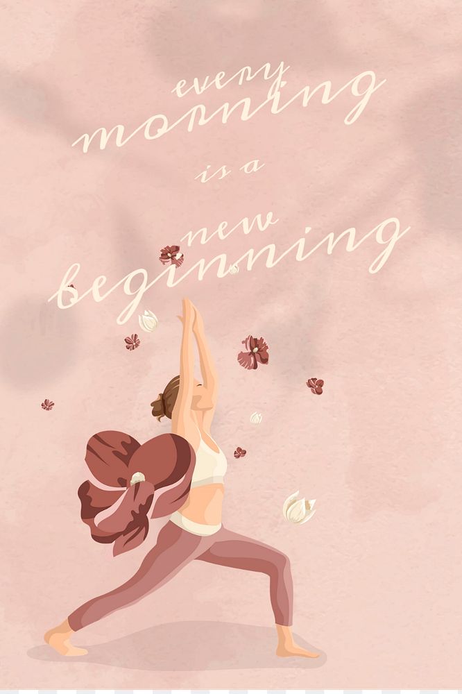 Yoga motivation banner template, pink memphis, editable text